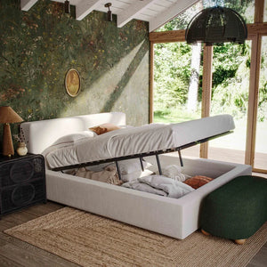 TV-MEENA CREAM UPCYCLED PERFORMANCE LINEN STORAGE BED