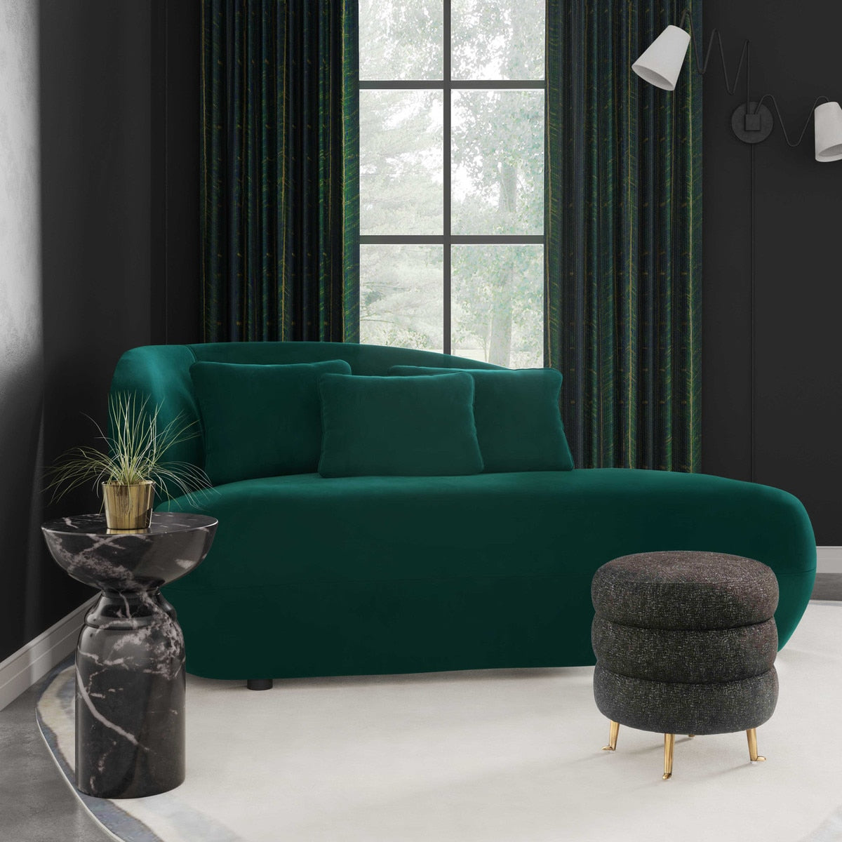 TV-Galet Cream Velvet Chaise