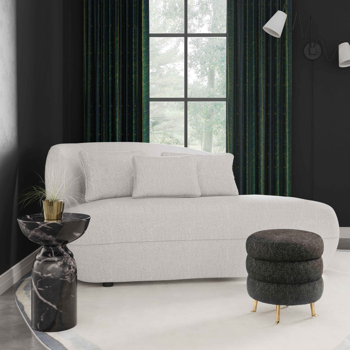 TV-Galet Cream Velvet Chaise