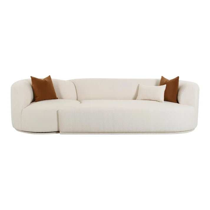 TV-FICKLE CREAM PERFORMANCE BOUCLE 2-PIECE MODULAR SOFA