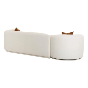 TV-FICKLE CREAM PERFORMANCE BOUCLE 2-PIECE MODULAR SOFA