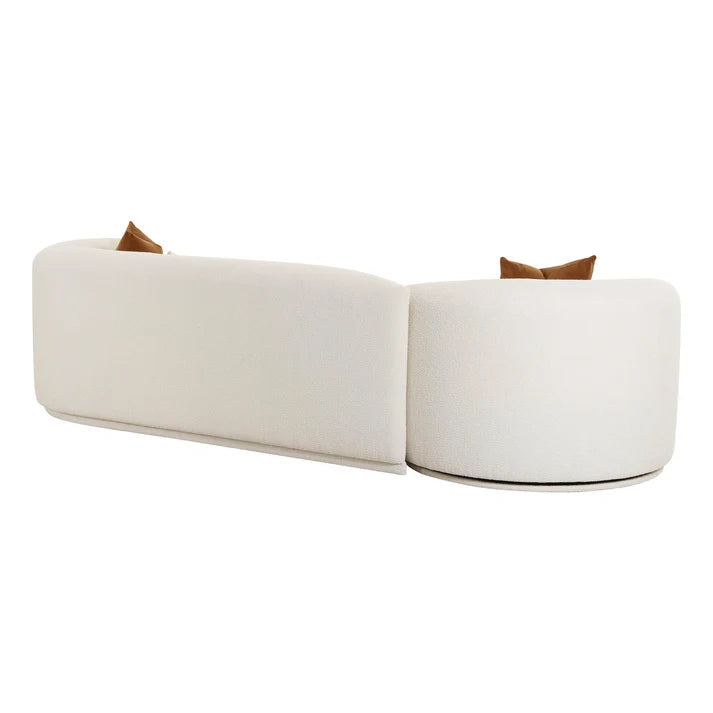 TV-FICKLE CREAM PERFORMANCE BOUCLE 2-PIECE MODULAR SOFA