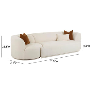 TV-FICKLE CREAM PERFORMANCE BOUCLE 2-PIECE MODULAR SOFA