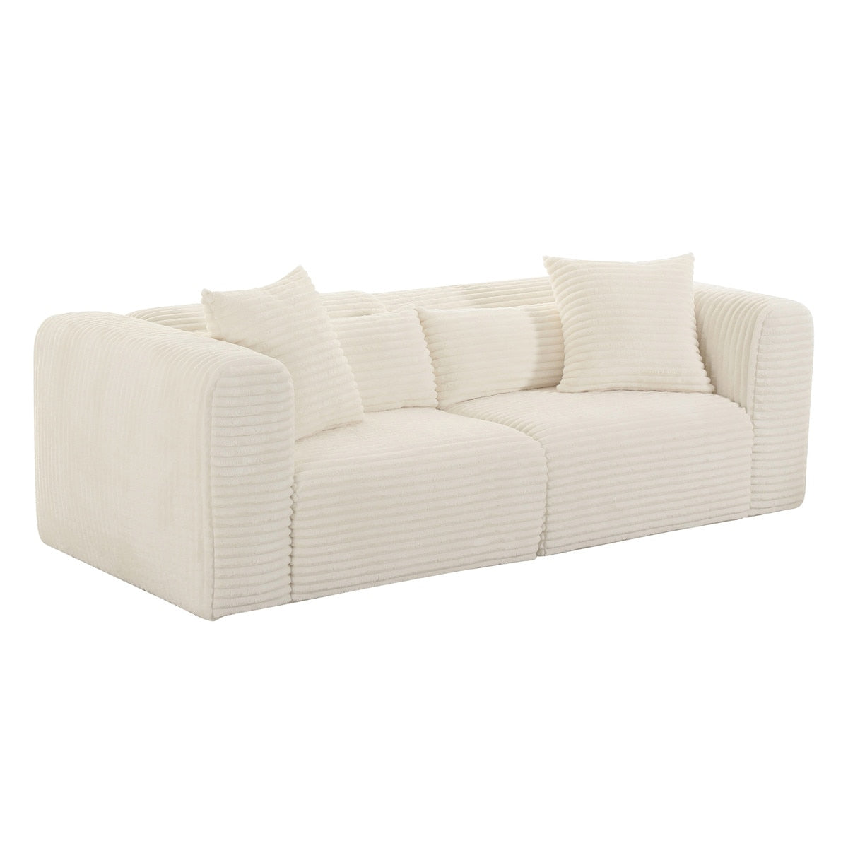 TV-Tarra Fluffy Oversized Cream Corduroy Modular Loveseat