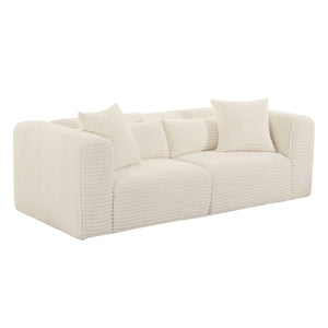 TV-Tarra Fluffy Oversized Cream Corduroy Modular Loveseat