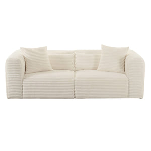 TV-Tarra Fluffy Oversized Cream Corduroy Modular Loveseat