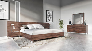 VG -NOVA DOMUS BROOKLYN - ITALIAN MODERN WALNUT BED + NIGHTSTANDS SET