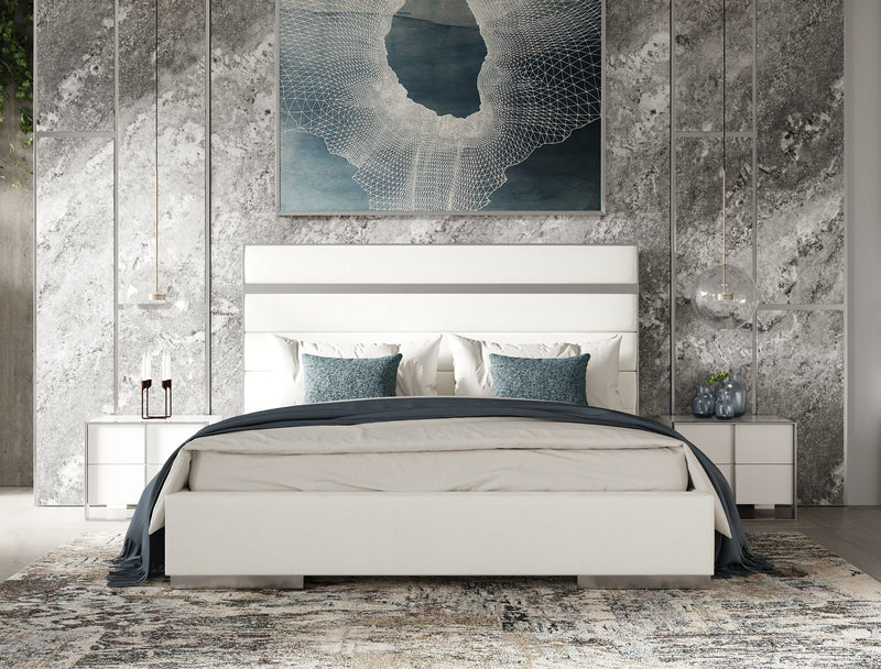 VG - MODREST CARTIER - MODERN WHITE VEGAN LEATHER + STAINLESS STEEL BED