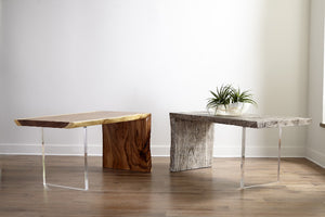 PC - Waterfall Desk Gray Stone, Acrylic Leg