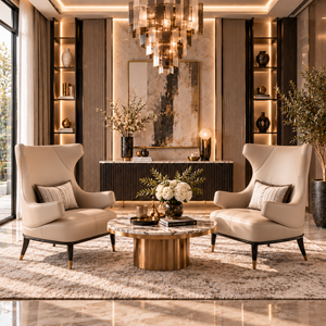 GB - ECRUE LEATHER ARMCHAIR