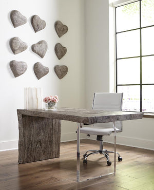 PC - Waterfall Desk Gray Stone, Acrylic Leg