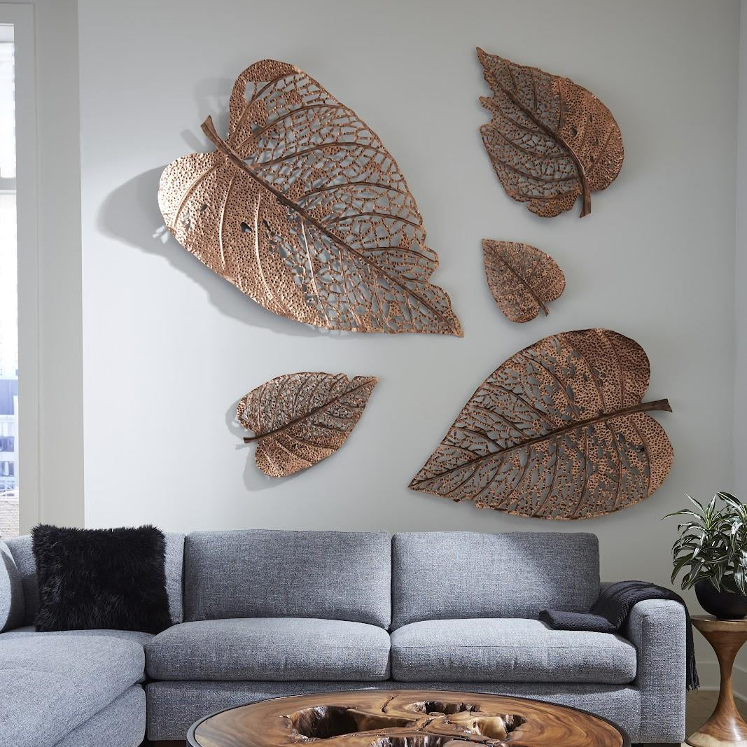 PC - BIRCH LEAF WALL ART, COPPER, SM