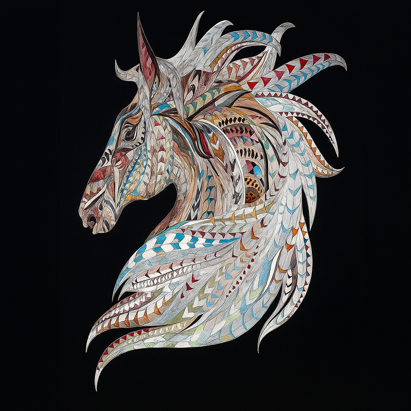 CR - HORSE MOSAIC WALL ART