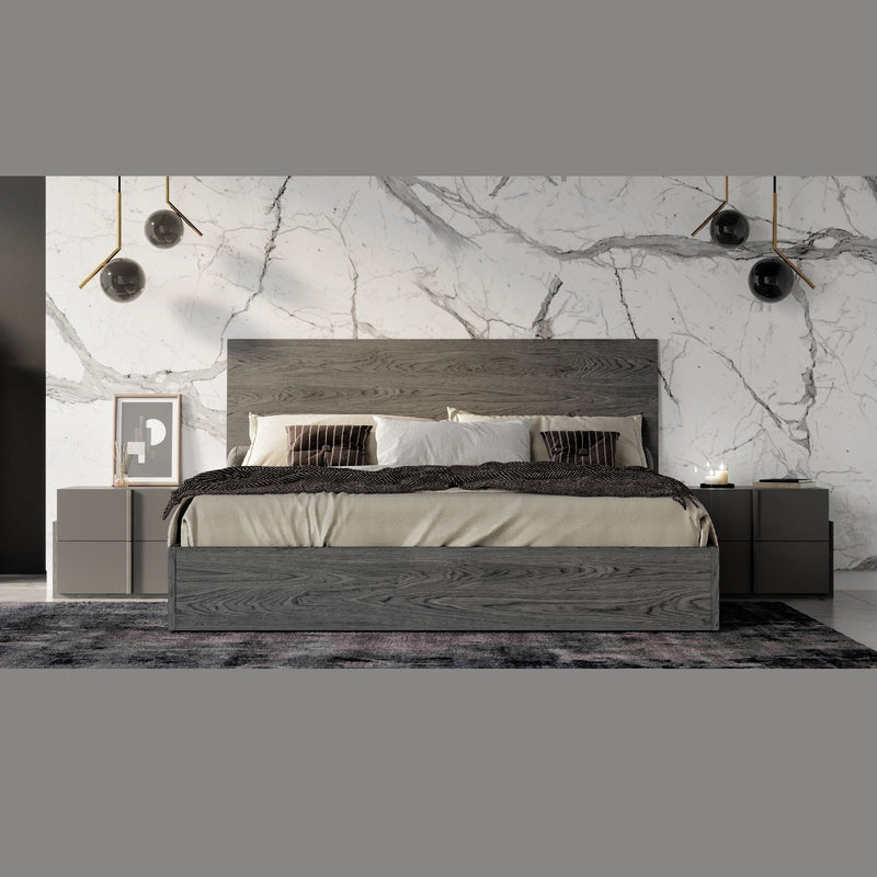 VG -NOVA DOMUS LUCIA MATTE GREY  BED AND 2 NIGHT STANDS