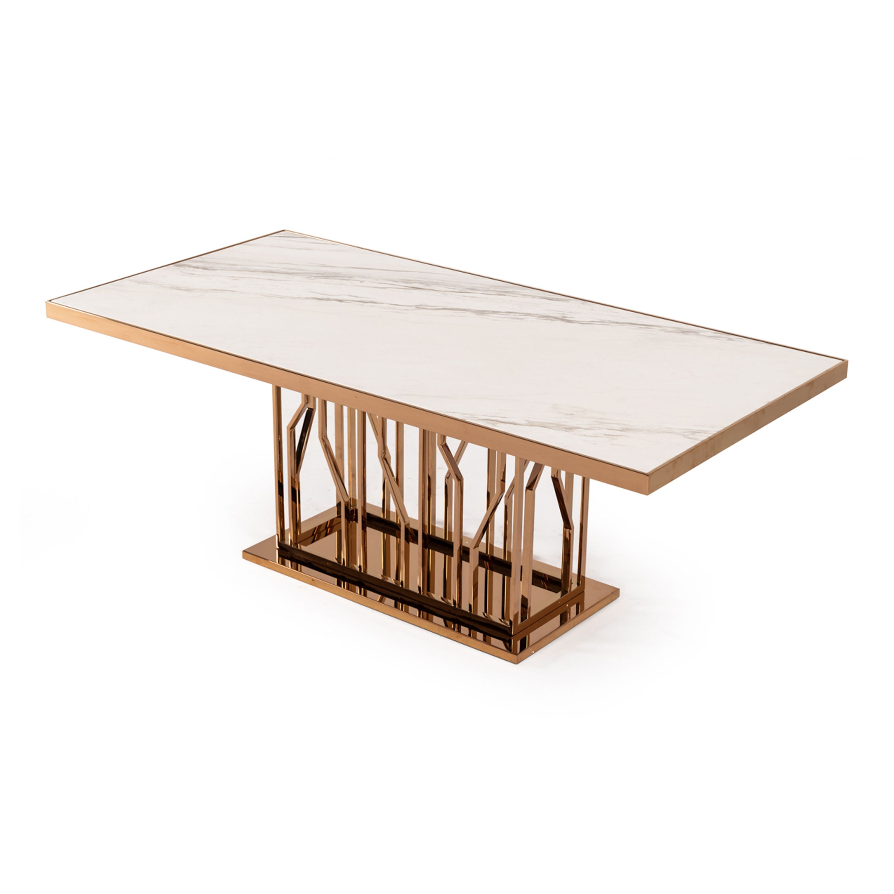 VG - MARSTON WHITE MARBLE DINING TABLE