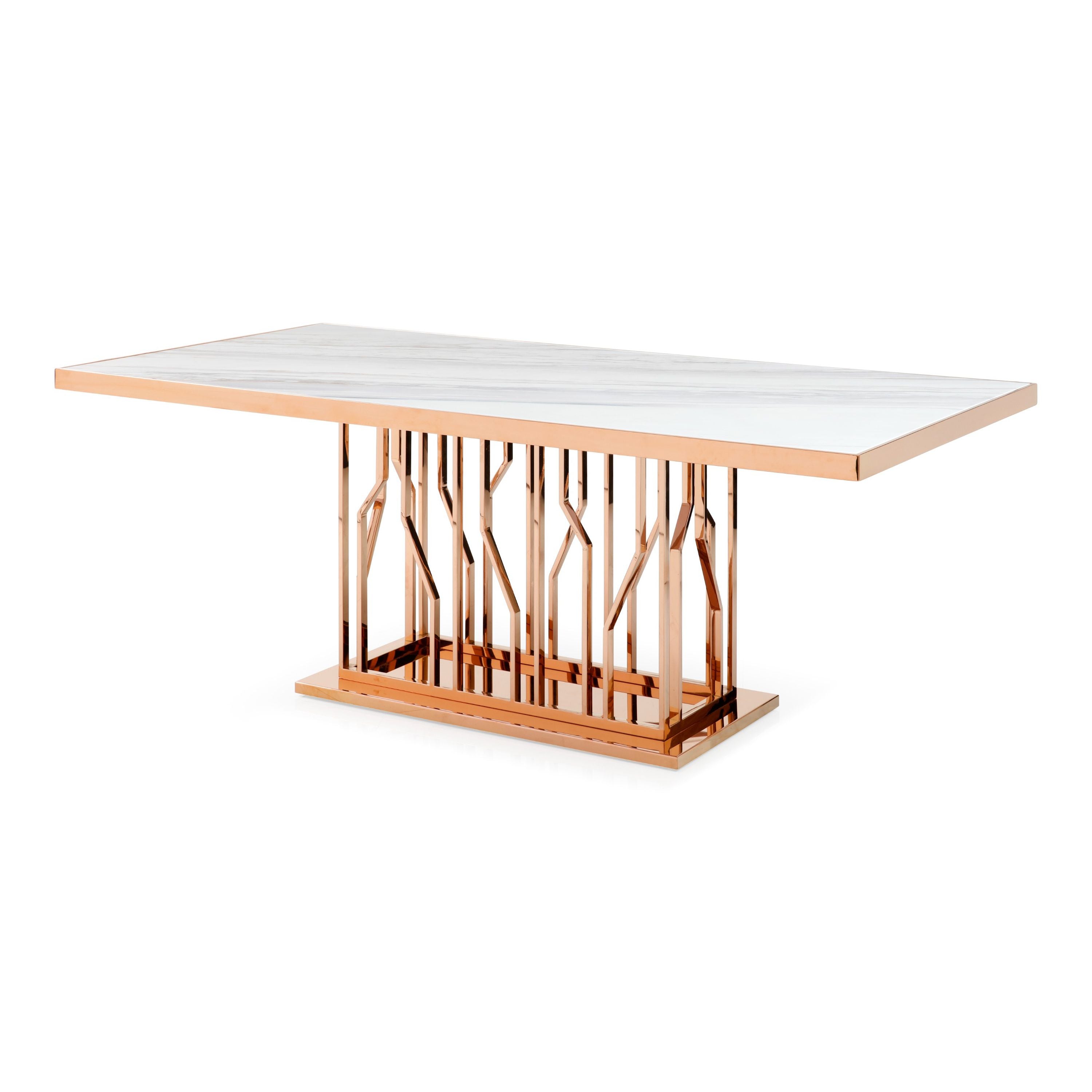 VG - MARSTON WHITE MARBLE DINING TABLE