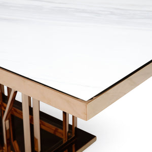 VG - MARSTON WHITE MARBLE DINING TABLE