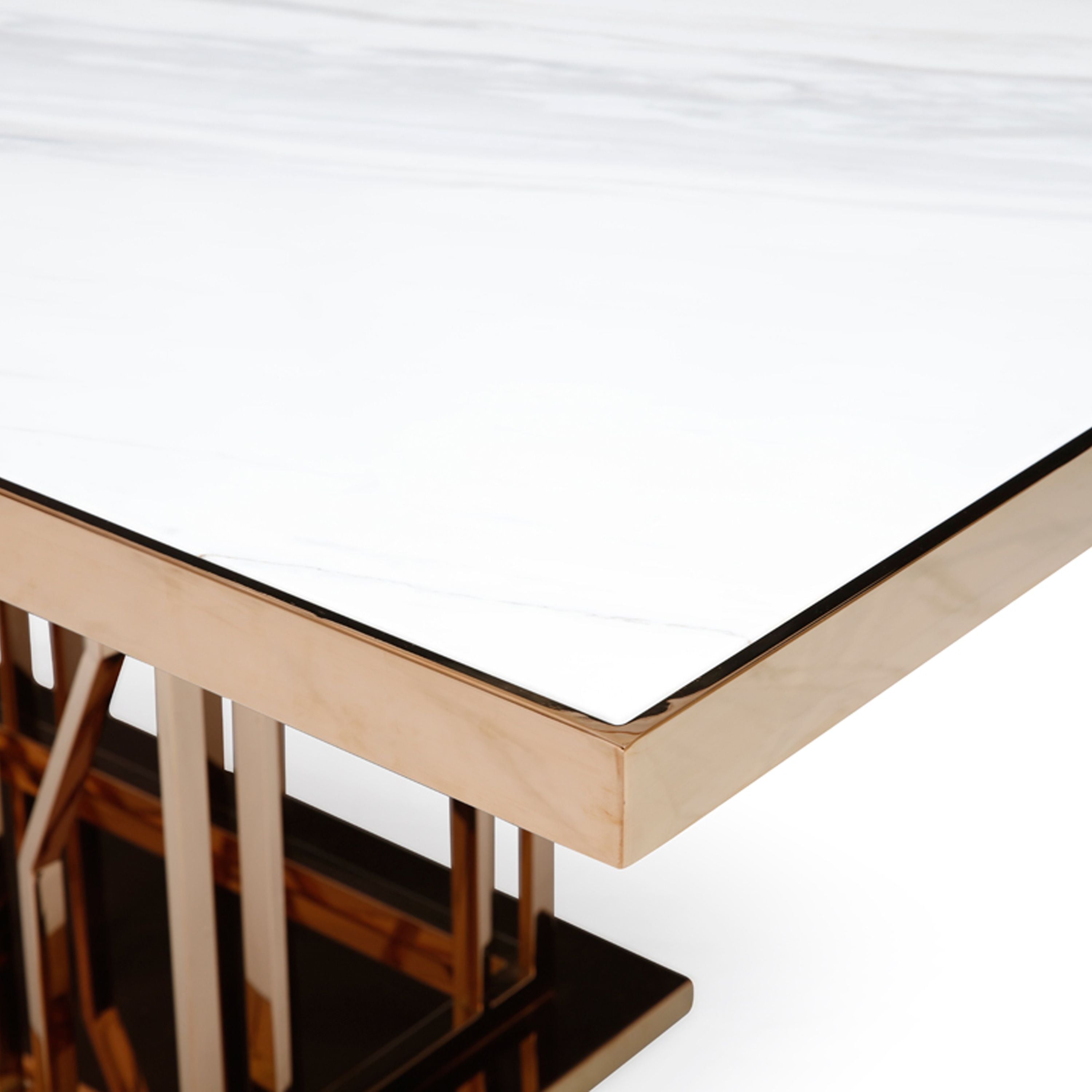 VG - MARSTON WHITE MARBLE DINING TABLE