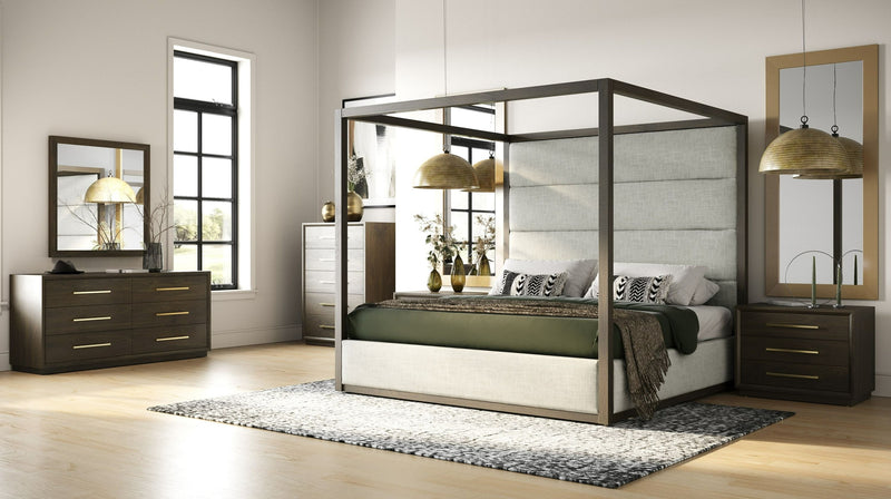 VG - MODREST MANHATTAN - CONTEMPORARY CANOPY BROWN OAK BED