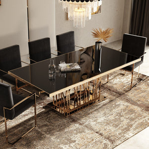 VG - MARSTON BLACK GLASS DINING TABLE