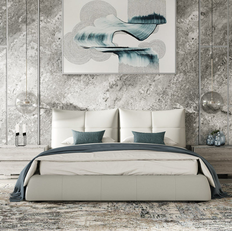 VG -MODREST PATRICK - MODERN LIGHT GREY LEATHER BED