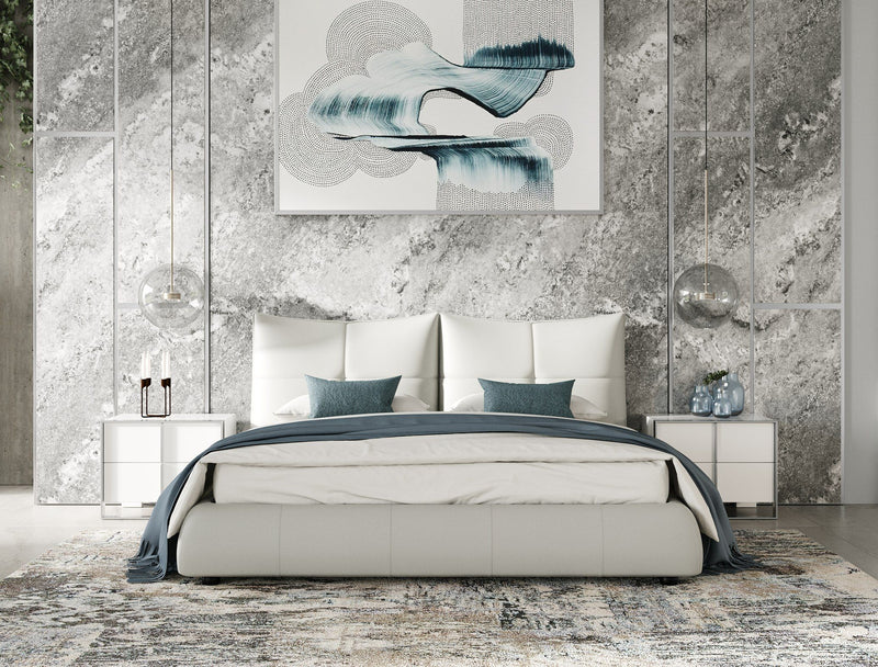 VG -MODREST PATRICK - MODERN LIGHT GREY LEATHER BED