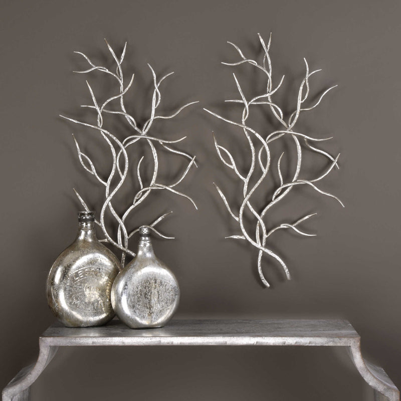 UT - SILVER BRANCHES WALL DECOR S/2