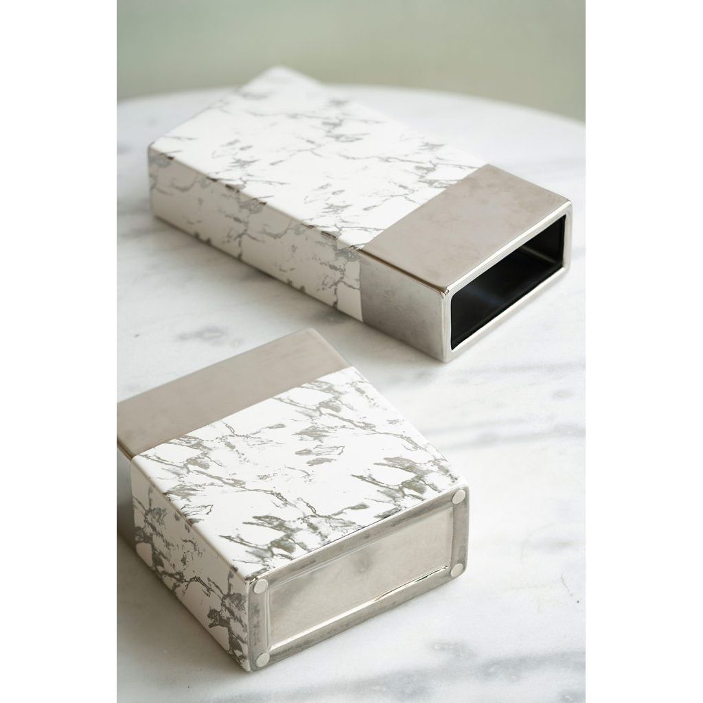 AB - MORDEN CHIC SILVER AND WHITE CERAMIC VASE