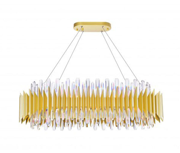 CW - OVAL CITYSCAPE GOLD CHANDELIER