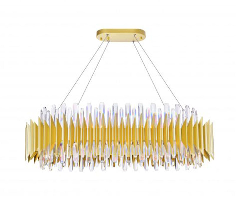 CW - OVAL CITYSCAPE GOLD CHANDELIER
