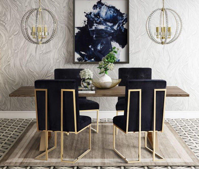 TV - AKIKO BLACK VELVET DINING CHAIR S/2