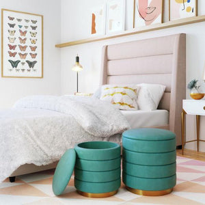 TV - SATURN TEAL STORAGE OTTOMAN-SET/2