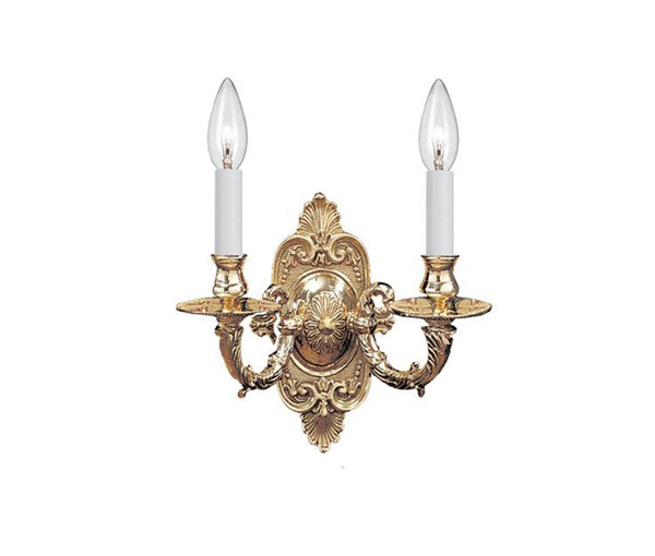 CY - 2 CANDLE BRASS WALL SCONCE