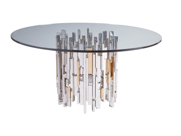 CR - ROUND DINING TABLE WITH GLASS TOP