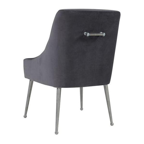 TV -  BEATRIX GREY VELVET SIDE DINING CHAIR-SILVER LEGS