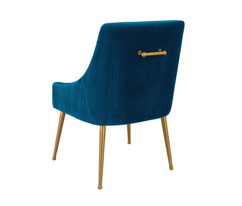 TV -  BEATRIX PLEATED NAVY SIDE DINING CHAIR-GOLD LEGS