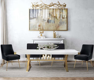 TV - BEATRIX BLACK DINING CHAIR-GOLD LEGS