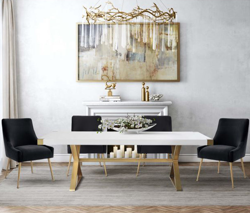 TV - BEATRIX BLACK DINING CHAIR-GOLD LEGS