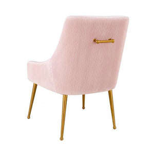 TV - BEATRIX PLEATED BLUSH VELVET SIDE DINING CHAIR