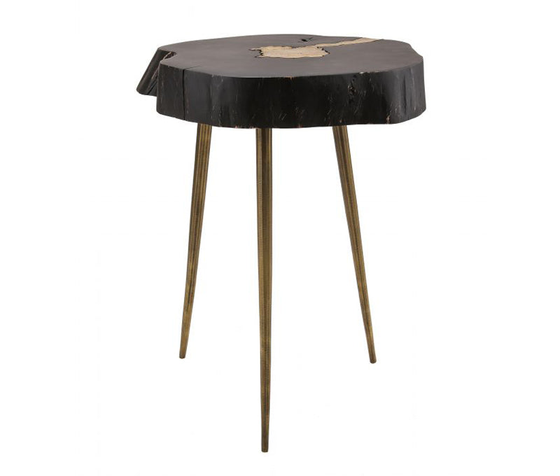 TV - TIMBER BLACK & BRASS SIDE TABLE