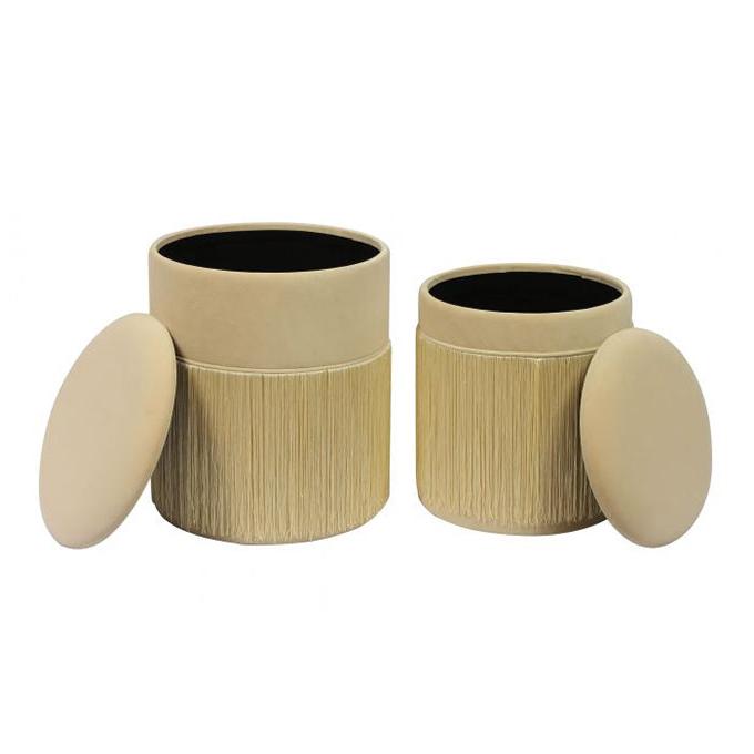 TV - TEDDY FAUX CREAM STORAGE OTTOMAN - S/2