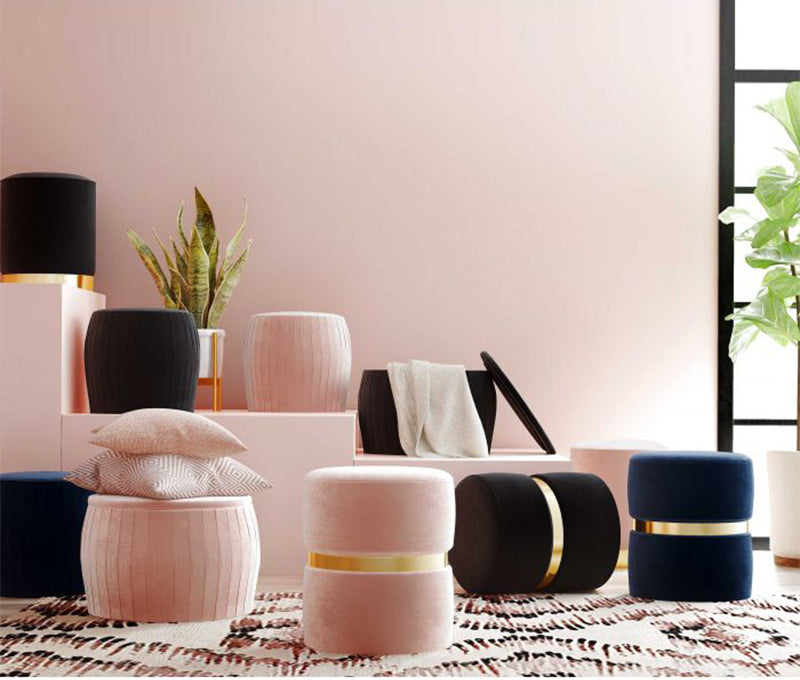 TV - OPAL GREEN VELVET OTTOMAN
