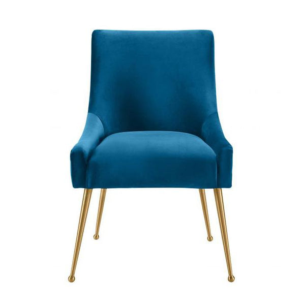 TV -  BEATRIX PLEATED NAVY SIDE DINING CHAIR-GOLD LEGS