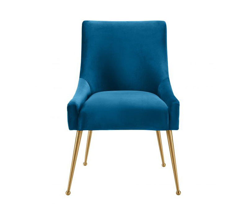 TV -  BEATRIX PLEATED NAVY SIDE DINING CHAIR-GOLD LEGS