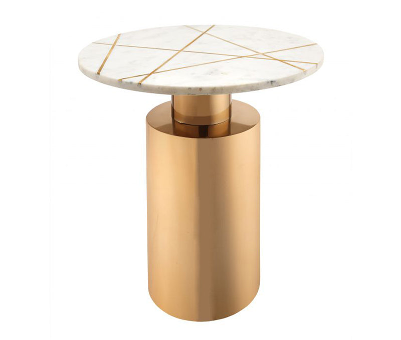 TV - TERZO WHITE MARBLE SIDE TABLE