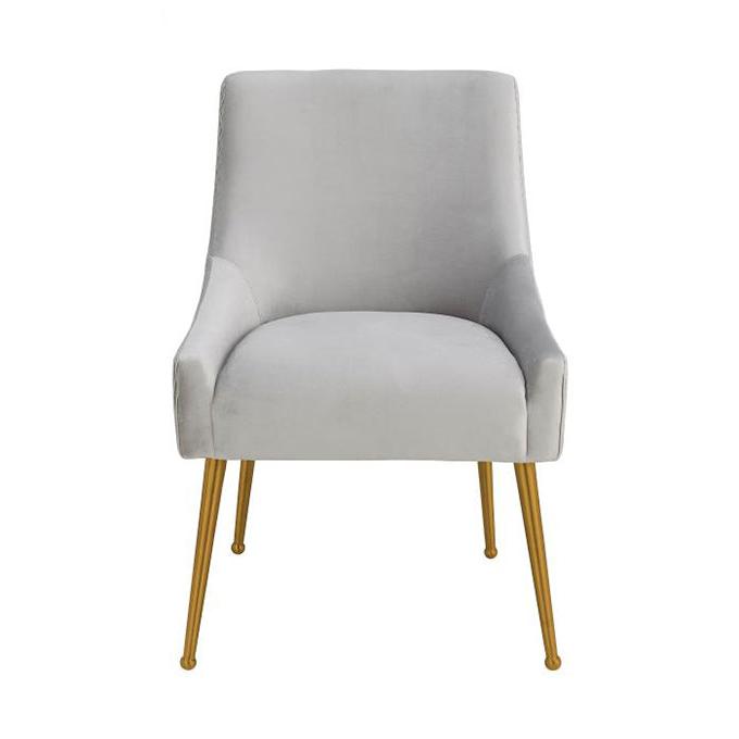 TV - BEATRIX PLEATED LIGHT GREY VELVET SIDE DINING CHAIR