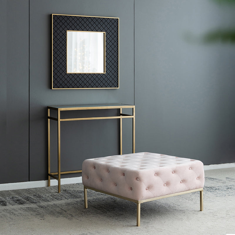 AB - S/3 THREE PIECES: WALL MIRROR, OTTOMAN & CONSOLE TABLE
