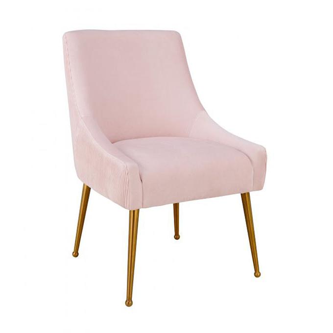 TV - BEATRIX PLEATED BLUSH VELVET SIDE DINING CHAIR