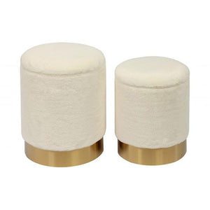 TV - TEDDY FAUX SHEEPSKIN STORAGE OTTOMANS S/2