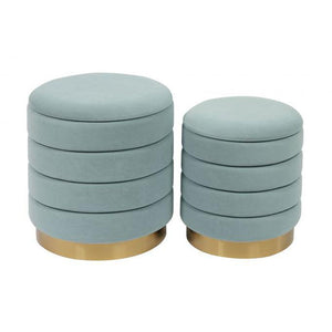 TV - SATURN SEA BLUE STORAGE OTTOMANS-SET/2
